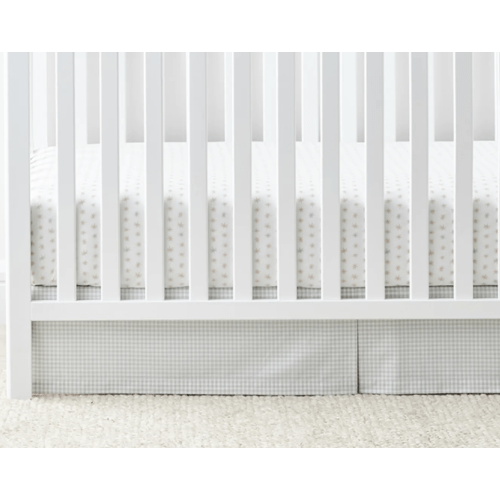 Gray Ditsy Gingham Classic | Organic Cotton Percale Tailored Crib Skirt