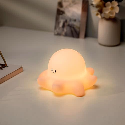 Night Light for Kids, Rechargeable Octopus Baby Night Light – 3 Level Dimming, 30-Minute Timer, Soft BPA-Free Silicone, Eye-Care, USB Charging, Suitable for Nursery Breastfeeding, Babies