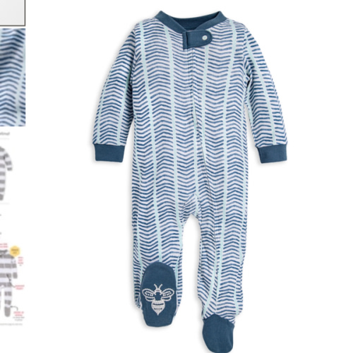 Watercolor Chevron Organic Baby Footed Sleep & Play