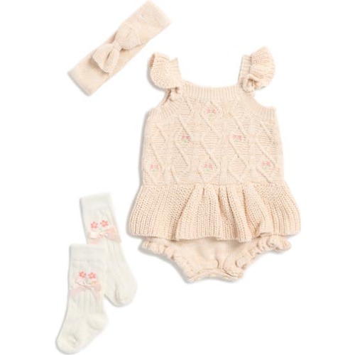 Nicole Miller Cotton Knit Romper, Headband, & Socks Set | Nordstromrack