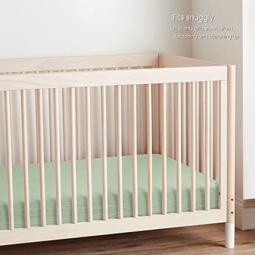 Lulumoon Muslin Crib Sheet Fitted Crib Mattress Sheet for Boys and Girls, 28"x 52" Sage