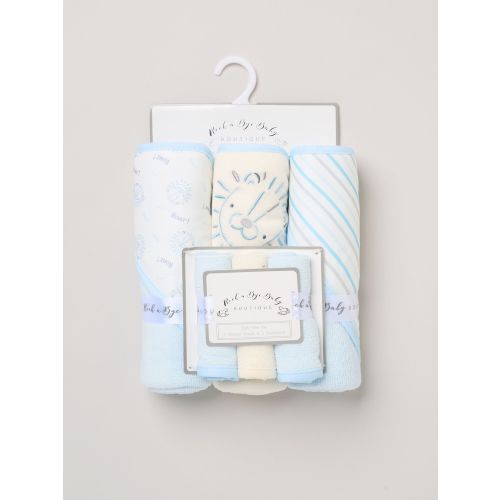 Rock-A-Bye Baby Boutique Baby Blue Hooded Towels And Wash Cloth Set 3 Pack