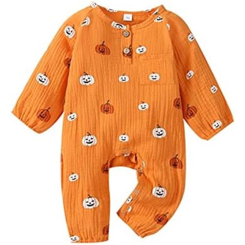 Halloween Baby Boy Girl Outfit Pumpkin Long Sleeve Onesie Romper Jumpsuit Halloween Clothes Girl Boy