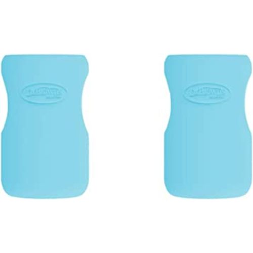 Dr. Brown’s Natural Flow® Options+™ Glass Baby Bottle Sleeves, 100% Silicone, 9 oz, Wide-Neck, Blue (Pack of 2)