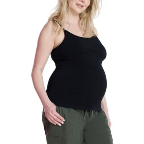 Motherhood Maternity Women's Clip Down Nursing Tank Top Cami with Adjustable Straps and Built-in Shelf Bra for Breastfeeding
