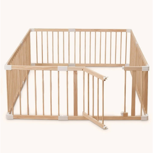 HARPPA Baby Gate Playpen, DIY Foldable Wooden Play Gate, Non-Toxic Foldable Wooden Play Yard for Babies & Toddlers, Adjustable DIY Baby Fence, Large & Small Safe Play Area, Easy-Assembly Natural Finish Indoor Playpen, DIY Playpen Foldable Wooden Playpen,