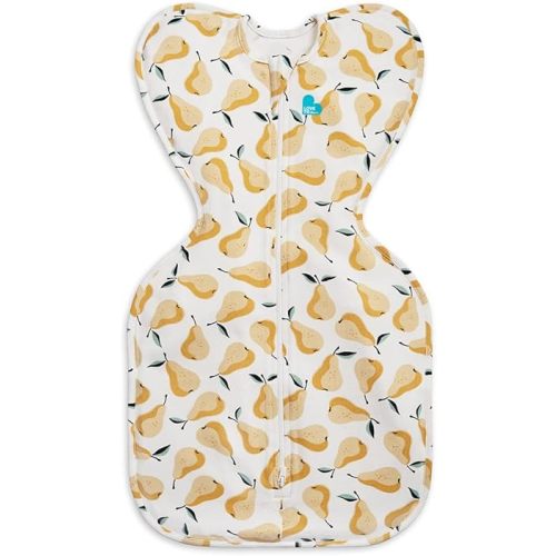 Love To Dream Swaddle UP, Ideal Fabric for Moderate Temperatures(20-24°C), Arms Up Position, Baby Essentials for Newborn, Hip-Healthy, Twin Zipper for Easy Nappy changes, 2.2-3.8kg, Pears Ochre