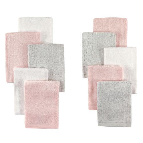 Little Treasure Baby Girl Rayon from Bamboo Luxurious Washcloths, Light Pink Gray, One Size - Light Pink Gray - One Size