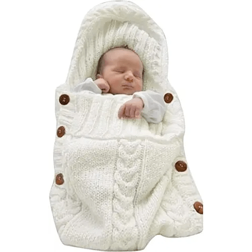 XMWEALTHY Newborn Baby Wrap Swaddle Blanket Knit Sleeping Bag Receiving Blankets Stroller Wrap for Baby (Beige) (0-6 Month)