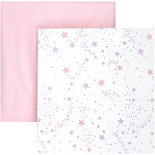 Tadpoles 2-Piece Stardust Crib Sheets | Collection of 2 Fitted Crib Sheets | Made of 100% Brushed Microfiber Polyester | Soft, Smooth, Breathable & Durable | Ideal for Babies | Pink & Purple