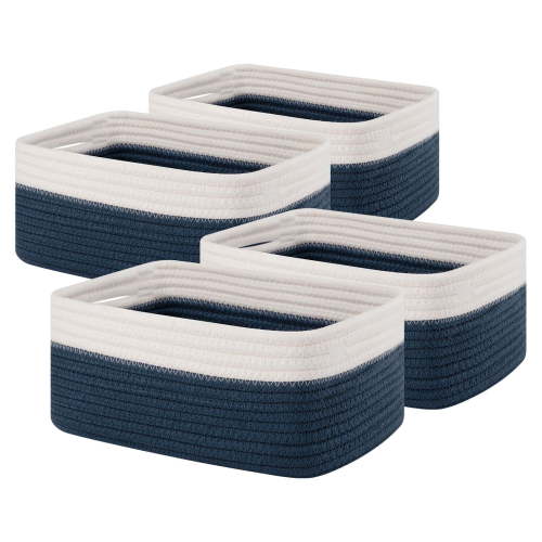 CHERISHGARD 4 Pack Woven Storage Baskets ,Cotton Rope Basket for Toy,Book and Blankets