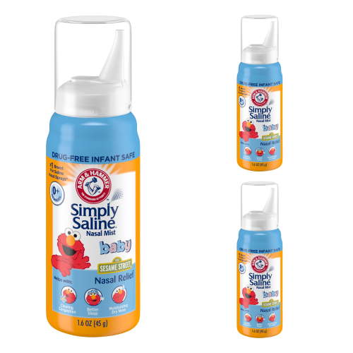 3 Pack - Arm and Hammer Simply Saline Baby Nasal Relief Mist 1.6 Ounce Each