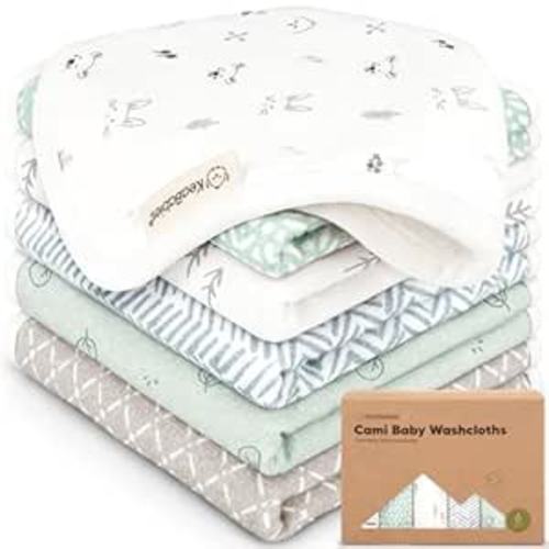 6-Pack Cotton Baby Washcloths for Newborn, Organic Cotton Muslin (Nordic)