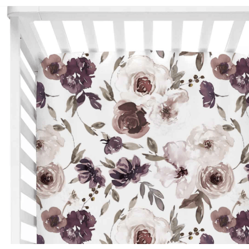 Demi's Dusty Purple Floral Crib Sheet