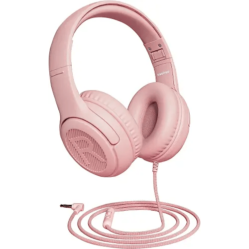 Kids Headphones with Microphone Foldable Stereo Tangle-Free 3.5mm Jack Wired Cord On-Ear Headset for Children/Teens/Boys/Girls/Smartphones/School/Kindle/Airplane Travel/Plane/Tablet (Pink)