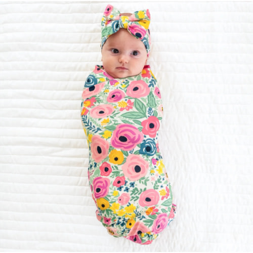 Secret Garden Swaddle & Luxe Bow Headband Set - Little Sleepies