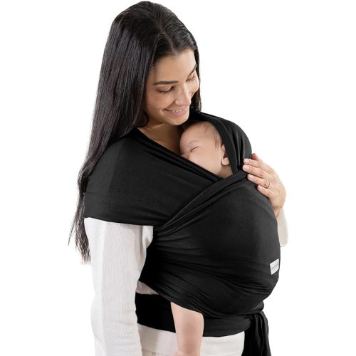 Comfy Cubs Baby Wrap Carrier - Soft & Secure Fit Cotton Blend Baby Carrier Newborn to Toddler - Hands-Free & Lightweight Infant Wrap - Adjustable, One Size Fits All Toddler Sling - Black