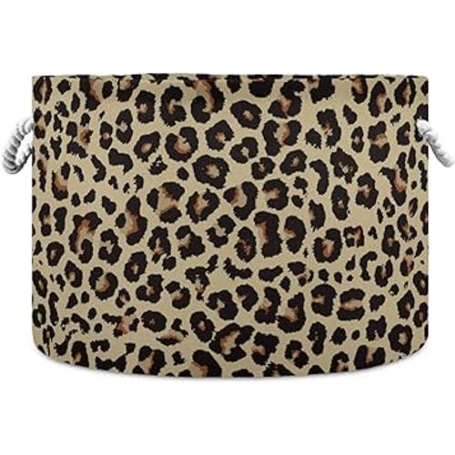 Cheetah Leopard Toy Storage Basket Animal Skin Storage Bin Nursery Storage Containers Waterproof Linning Laundry Basket for Kids Room Bathroom