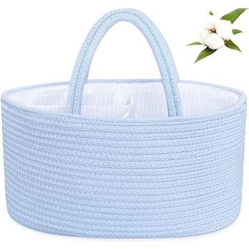 ABenkle Diaper Caddy Organizer, Boho Rustic Cotton Rope Nursery Baby Basket, Changing Table Organizer for Baby Diaper Storage and Baby Shower