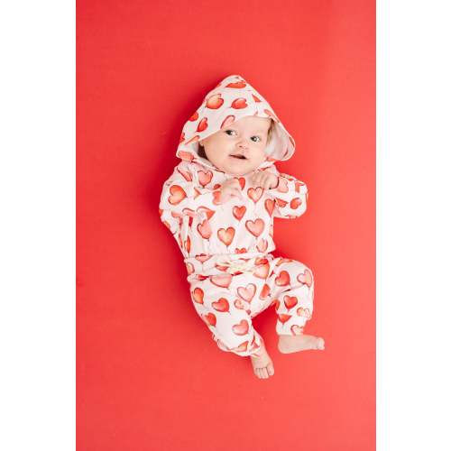 Red Heart Balloons Hoodie Romper Set