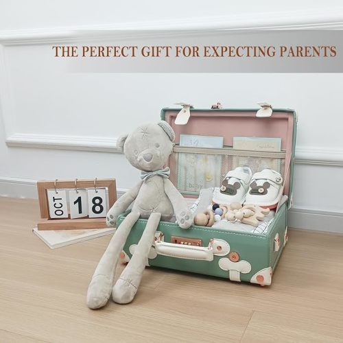Baby Keepsake Case, Handmade Memory Storage Box, Newborn Keepsake Box, Vintage Suitcase for Baby Shower, Baptism, Naming Ceremony or Birthday