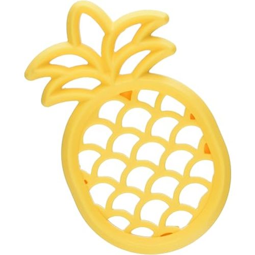 Itzy Ritzy Silicone Baby Teether – BPA-Free Infant Teether with Easy-to-Hold Design & Textured Back Side to Massage & Soothe Sore, Swollen Gums - Teething Toy for 3 Months & Up - Pineapple