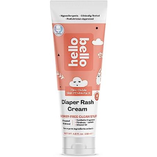 Hello Bello Diaper Rash Cream, Vegan Cruelty-Free Non-Nano Zinc Oxide, 4 fl. oz