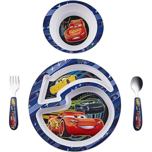 The First Years Disney/Pixar Cars Dinnerware Set - Toddler Plates and Toddler Utensils - 4 Count