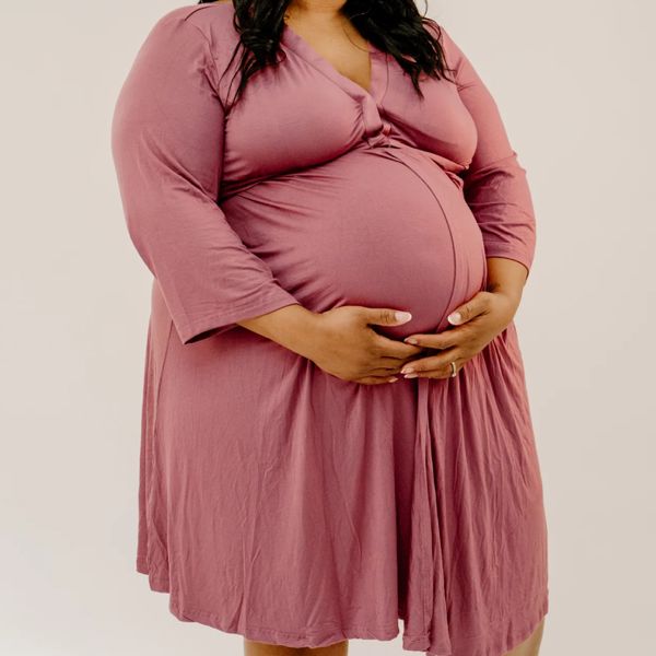 Lila Labor & Postpartum Gown in Dusty Rose