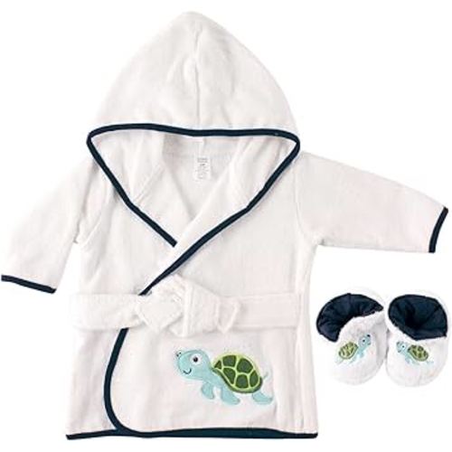 Luvable Friends Unisex Baby Cotton Terry Bathrobe, Turtle, One Size