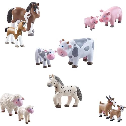 HABA Little Friends Farm Animals Bulk Playset with 11 Chunky Plastic Toy Figures for Ages 3+…