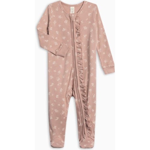 Organic Cotton Neve Ruffle Zipper Footie, 6-12M