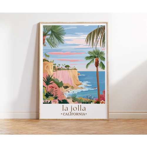 La Jolla Travel Poster, California Wall Art, La Jolla San Diego, United States, Personalised Birthday Gifts, Wedding Gifts