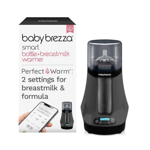 Baby Brezza Fast Baby Bottle Warmer - Smart Baby Milk Warmer + Breastmilk Warmer Defroster – 2 Unique Temperatures for Breastmilk + Formula - Universal Fit for All Bottles, Storage Bags + Food Jars