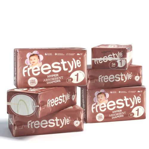 Freestyle Diapers - (Size 1) Hyper Absorbent & Non-Toxic – Disposable Diapers for Sensitive Skin – Ultra Soft Diapers (8-14 lbs) – 204 Count