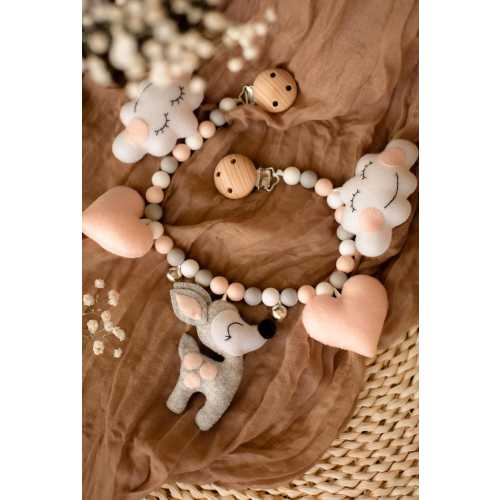 Pram garland Felt stroller toy Stroller chain rattle Baby shower gift Stroller decor baby mobile pram decor Car seat toy Baby girl Pram toy