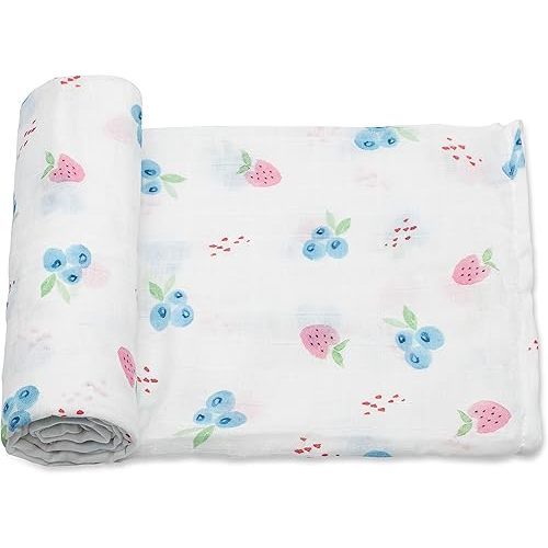 Baby Swaddle Blanket - 100% Muslin Cotton Unisex Soft Swaddle Wrap for Baby Boys or Girl - Neutral Newborn Receiving Blankets - Nursery Swaddling for Babies - 47” x 47” (Mixed Berries)