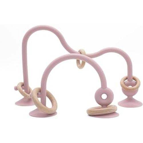 zeeloopbee High Chair Toys with Suction Cups for Infant Toddlers,Food Grade Silicone Teething Toy for Kids 6 9 12 18 M+,Interactive Toys for 1 Year Old，Perfect for Travel and Restaurant（Pink）