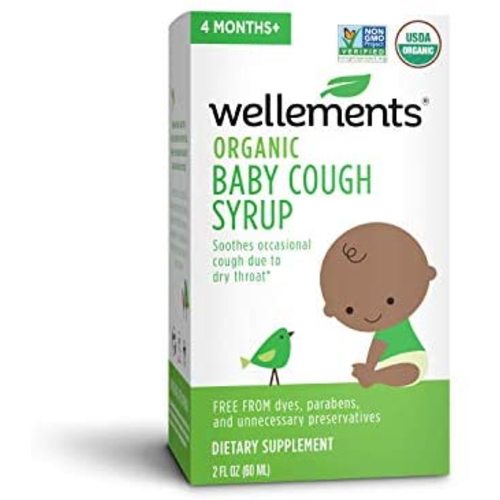 Wellements Organic Daytime Baby Cough Syrup, 2 Fl Oz, Wild Cherry Bark, Slippery Elm, Agave, Free from Dyes, Parabens, Preservatives…