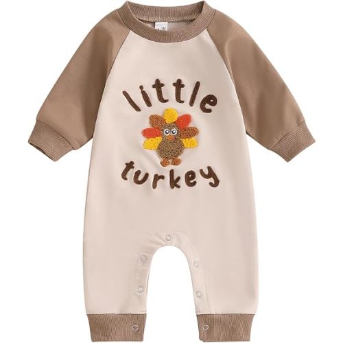 My First Thanksgiving Baby Boy Girl Outfit Little Turkey Romper Jumpsuit Cute Newborn Thanksgiving Clothes