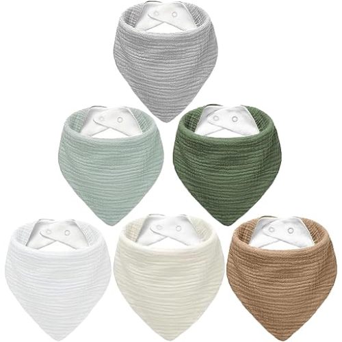 Muslin Baby Bibs for Boys Girls, Soft Cotton Baby Drool Bibs, Drooling and Teething Bibs for Infant, Newborn