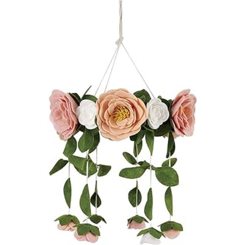 Sorrel + Fern Rose Flower Baby Crib Mobile (Felt Rose) - Baby Shower Gift Nursery Decorations - Handmade Floral Decor - for Girls