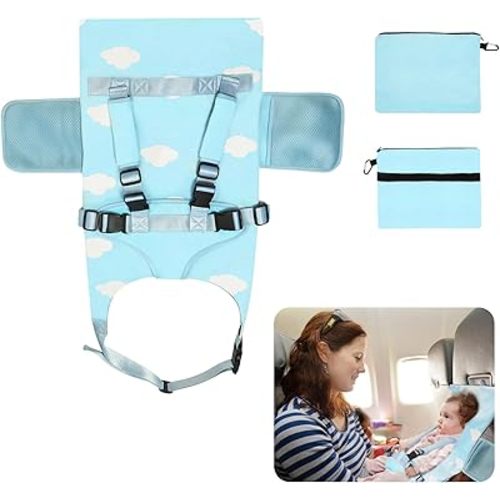 Baby Travel Bed, Baby Airplane Bed, Toddler Airplane Seat Extender Bed, Portable Infant Travel Bed with Side Pockets, Kids Plane Bed, Baby Travel Essentials Flying Travel for 1-12 Month Old Baby