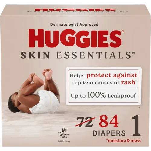 Huggies Size 1 Diapers, Skin Essentials Baby Diapers, Size 1 (8-14 lbs), 84 Count