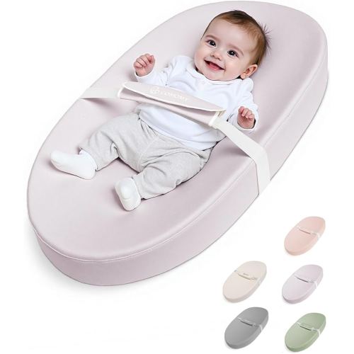 COMOMY Baby Changing Pad with Wipeable & Waterproof PU Cover, Contoured Diaper Changing Pad for Dresser with Non-Slip Safety Belt, Portable and Lightweight, Large Cushioned Foam, Lavender