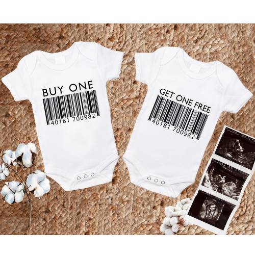 Buy One Get One Twin Onesie Set-Long Sleeve White 3-6M