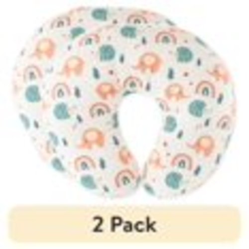 (2 pack) Parent's Choice One Size Soothing Nursing Pillow, Multi-Color Rainbows and Animals Print