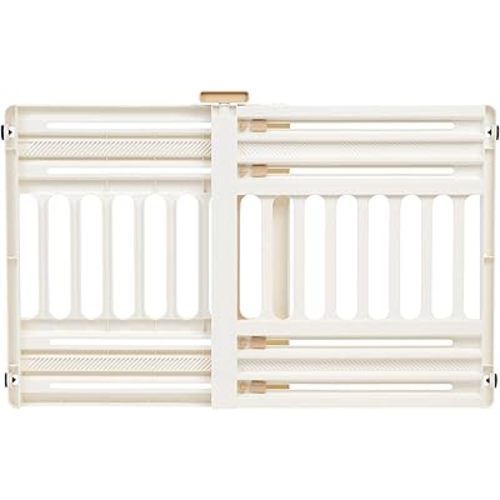 IRIS USA 24"-39" Dog Gate, Adjustable Indoor Pet Barrier, Pet Gate for Puppy, Small Dog, Cat, Easy Twist-to-Lock for Doorways & Stairs, Portable, Expandable, 25" Tall, White