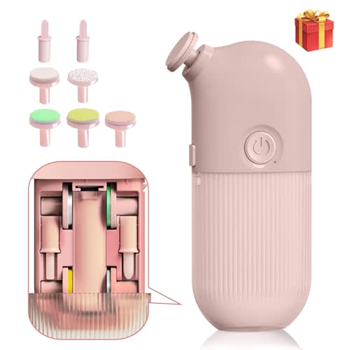 Electric Baby Nail Trimmer, Portable with 7 Grinding Heads, Rechargeable Whisper Quiet Nail Trim Polish Grooming Kit, Safe Nail File for Baby Newborn Infant Toddler Kids or Adults (Pink)