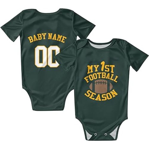 My First Football Season - Custom Baby Bodysuit for Boy Girl Baby Clothes Football Gifts Add Name & Number